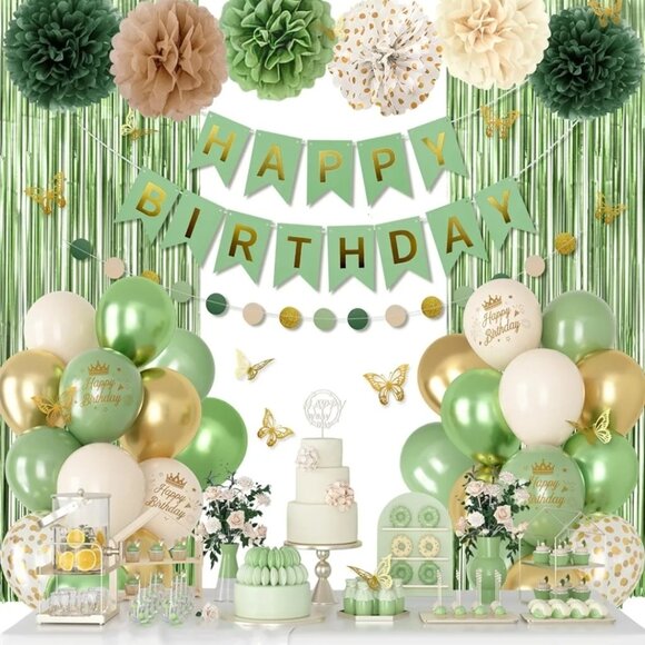 Sage Green Birthday Party Decorations - Picture 1 of 3